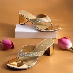 Inc 5 Women Gold-Toned Embellished Party Block Sandals-image-65
