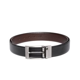 JUNGLER Men Black & Coffee Brown Leather Solid Reversible Belt-image-18