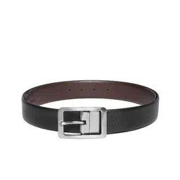 JUNGLER Men Black & Coffee Brown Leather Snakeskin Textured Reversible Belt-image-48