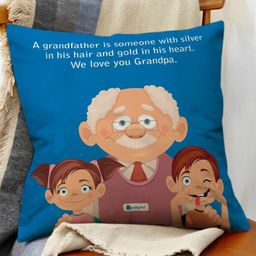 Indigifts  Blue & White Printed Square Shaped Cushion-10