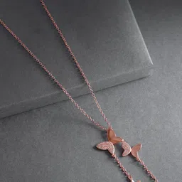 Jewels Galaxy Rose Gold-Plated Stone-Studded Butterfly-Shaped Handcrafted Necklace-30