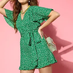Berrylush Women Gorgeous Green Printed Playsuit-picture-12