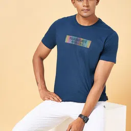 Ajile by Pantaloons Typography Round Neck Half Sleeves Applique Slim Fit Sports T-shirt-image-43