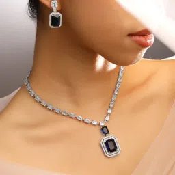 Rubans Rhodium-Plated Cubic Zirconia StuddedPremium Jewellery Set-image-91