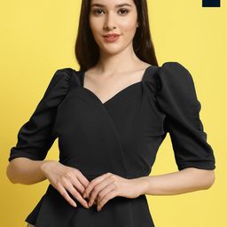 Metronaut Women Pack Of 2 Sweetheart Neck Crop Peplum Top-picture-19