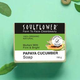 Soulflower 100% Organic & Natural Papaya Cucumber Handmade Soap for Makeup Removal - 150g-52