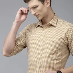 Park Avenue Pure Cotton Slim Fit Gingham Checked Formal Shirt-image-88