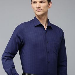 Van Heusen Custom Fit Opaque Checked Pure Cotton Formal Shirt-image-64