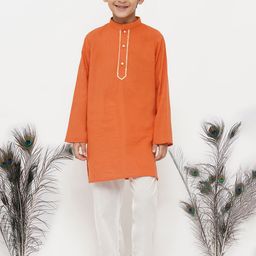 Little Bansi Boys Orange Pure Cotton Kurta with Pyjamas-picture-44