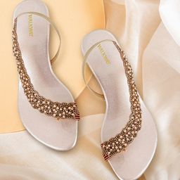 WALKWAY by Metro Women Gold-Toned & Rose Gold-Toned Embellished Block Heels-34