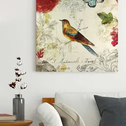 Art Street Red & White Bird and Butterfly Printed Framed Wall Art-image-8