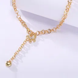 Jewels Galaxy Women Gold-Plated Butterfly-Shaped Enamelled Necklace-image-11