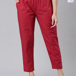 TWIN BIRDS Women Pack Of 2 Regular Fit Mid-Rise Plain Cotton Trousers-image-82