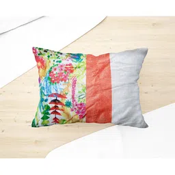 Just Home White & Pink Floral Velvet Rectangle Cushion Cover-image-97