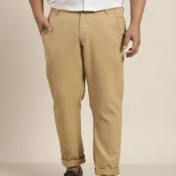 SOJANYA PLUS Men Khaki Smart Trousers-image-93