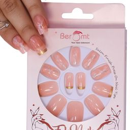 BEROMT 12 Pcs Long-Lasting Reusable Lightweight Salon Finish Press on Nail Tips- Shade 216-14