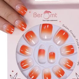 BEROMT 12 Pcs Long-Lasting Reusable Lightweight Salon Finish Press On Nail Tips - 550-image-46
