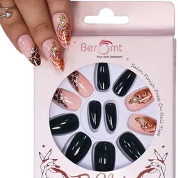 BEROMT 12 Pcs Long-Lasting Reusable Lightweight Salon Finish Press on Nail Tips- Shade 153-56