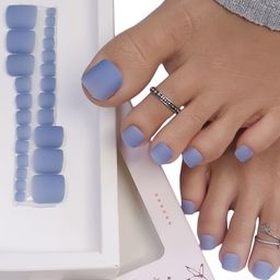 BEROMT 24 Pcs Long-Lasting Reusable Lightweight Salon Finish Press on Toe Nail Tips - 230-16
