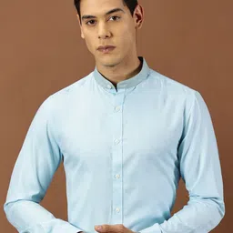INVICTUS Slim Fit Mandarin Collar Long Sleeves Cotton Formal Shirt-image-14