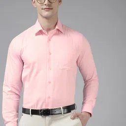 Blackberrys Men Pink Pure Cotton India Slim Fit Self-Design Formal Shirt-image-40