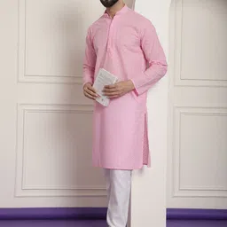SOJANYA Ethnic Motifs Embroidered Regular Pure Cotton Kurta With Churidar-image-76
