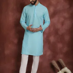 SOJANYA Ethnic Motifs Embroidered Regular Pure Cotton Kurta With Churidar-image-99