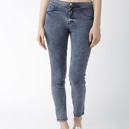 Flying Machine Women Blue Straight Fit Mid-Rise Clean Look Stretchable Cropped Jeans-picture-22