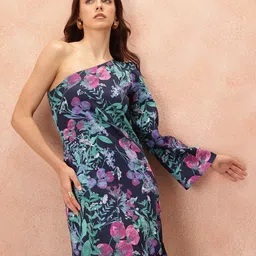 all about you Floral Printed One Shoulder Pure Cotton Maxi Dress-image-44