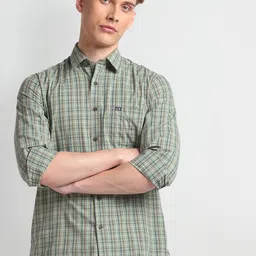 Arrow Sport Slim Fit Oxford Graph Checked Pure Cotton Shirt-72