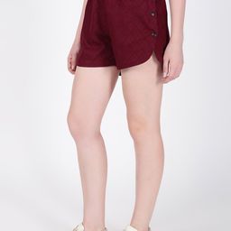 Bene Kleed Women Relaxed Fit Textured Mid-Rise Cotton Shorts-image-43