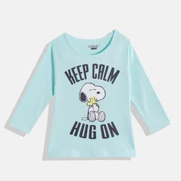 Eteenz Infant Girls Typography & Snoopy Printed Cotton T-shirt-image-41