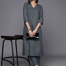 Varanga Women Solid Regular Kurta with Trousers-picture-35