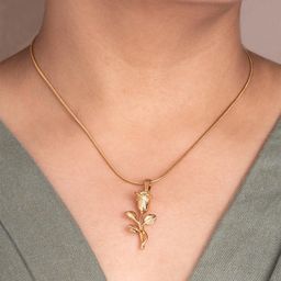 ARTKLIM Stainless Steel Gold-Plated Floral Shaped Pendant with Chain-image-34