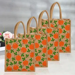 Kuber Industries Set Of 4 Floral Printed Shopping Handheld Bags-34