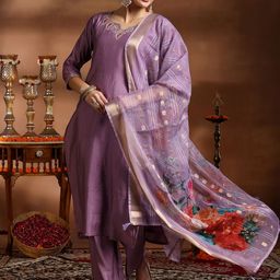 Libas Women Ethnic Motifs Embroidered Regular Sequinned Kurta with Trousers & With Dupatta-3