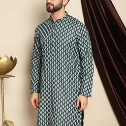 Anouk Green Ethnic Motifs Printed Straight Cotton Linen Kurta-image-44