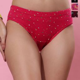 Dollar Missy Pack of 4 Combed Cotton Deep Printed Inner Elasticated Hipster Briefs-47