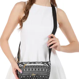 Lavie Women Geometric Printed Structured Leather Sling Bag-14