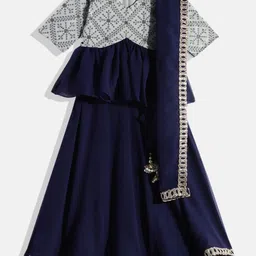 Ethnovog Girls Embroidered Sequinned Made to Measure Lehenga  Blouse With Dupatta-picture-3