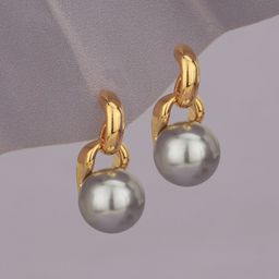 Carlton London Gold-Plated Pearl Circular Drop Earrings-4