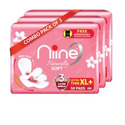 Niine Set of 3 Naturally Soft Ultra Thin XL+ 320mm Sanitary Pads - 50 Pads Each-8