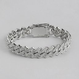PARIS HAMILTON Unisex Oxidised Silver-Plated Link Bracelet-24