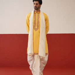 KALPRAAG Men Ethnic Motifs Embroidered Regular Sequinned Kurta with Patiala & With Dupatta-36