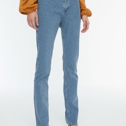 Trendyol Women Blue Pure Cotton High- Rise Solid Jeans-image-48