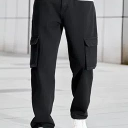 Ben Martin Men Loose Baggy Fit Stretchable Cargo Jeans-image-87