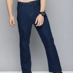 HERE&NOW Men Mid-Rise Slim-Fit No Fade Dark Denim Jeans-image-76
