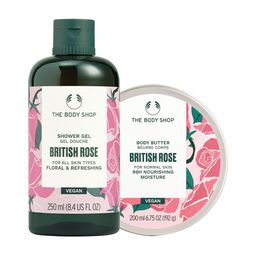 THE BODY SHOP British Rose Shower Gel & Sustainable Instant Glow Body Butter-46