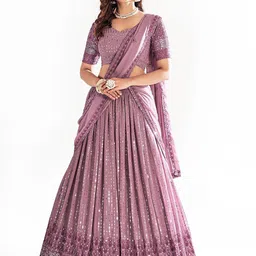 SHOPGARB Sequin Embroidered Semi-Stitched Lehenga & Unstitched Blouse With Dupatta-46
