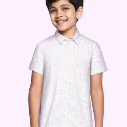 Allen Solly Junior Boys White & Brown Regular Fit Printed Cotton Casual Shirt-image-48